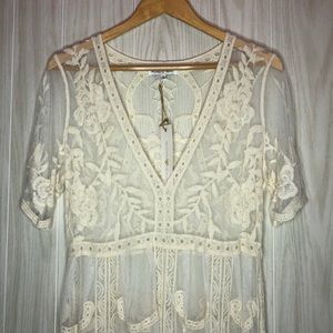White Embroidered Coverup
